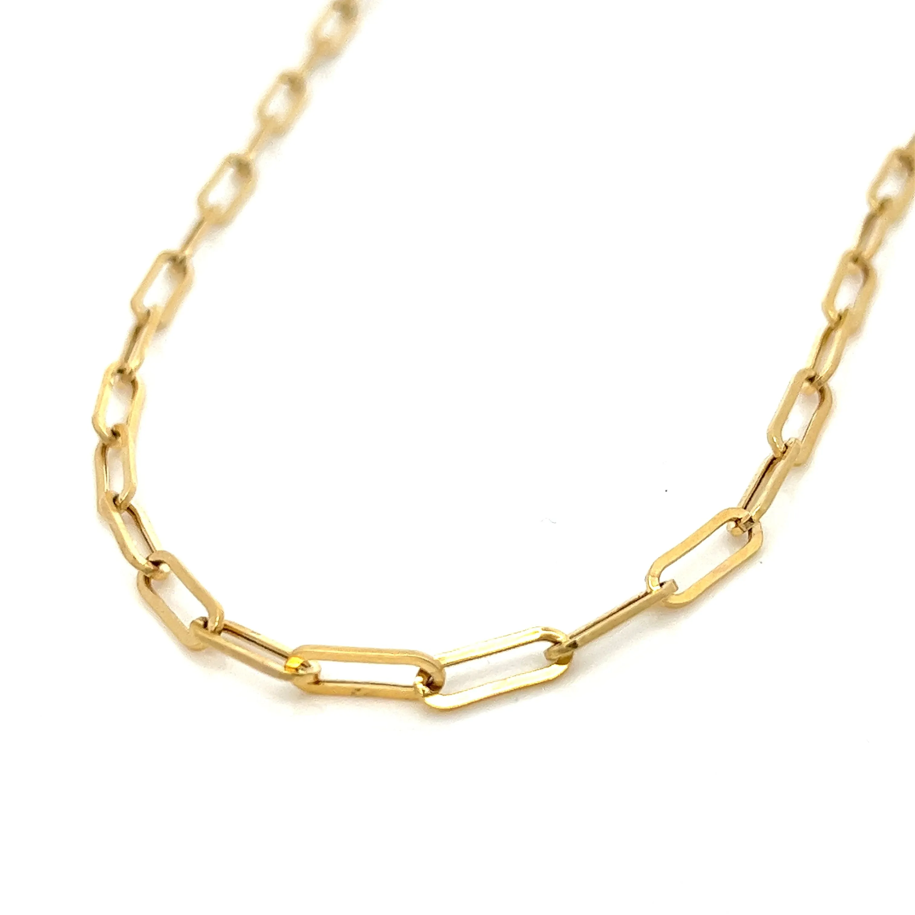 14K solid gold bold paperclip chain necklace