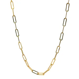 14K solid gold bold paperclip chain necklace