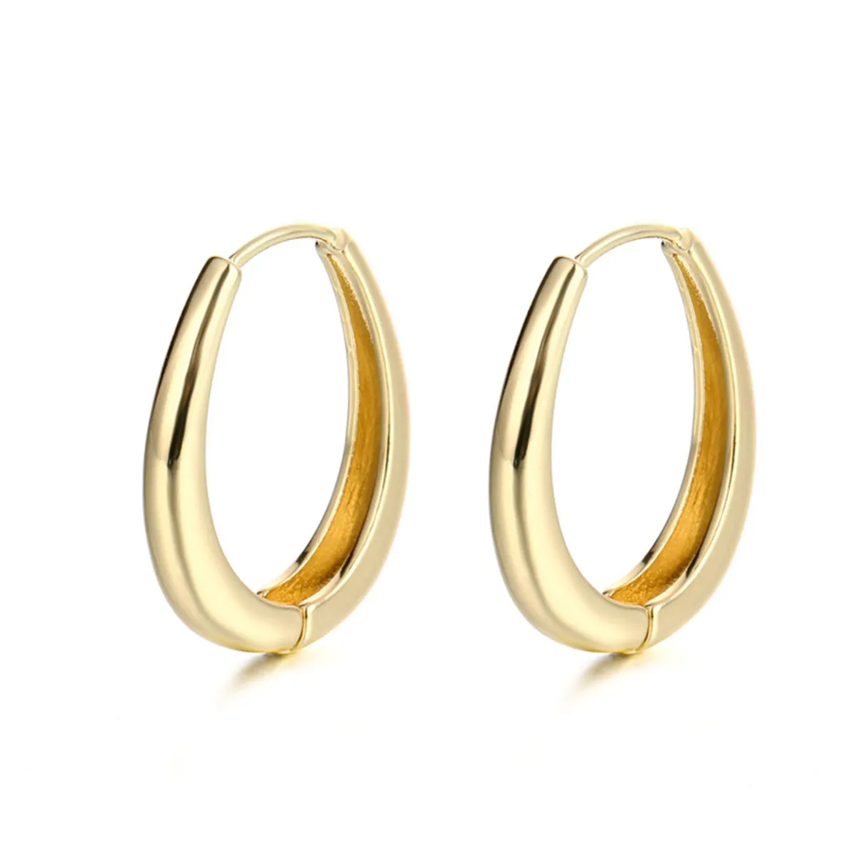 18K Gold-Plated Ellipse Huggie Earrings