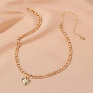 18K Gold-Plated Heart Curb Chain Pendant Necklace