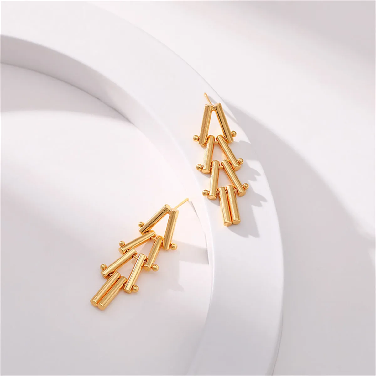18K Gold-Plated Linked Triangle Drop Earrings
