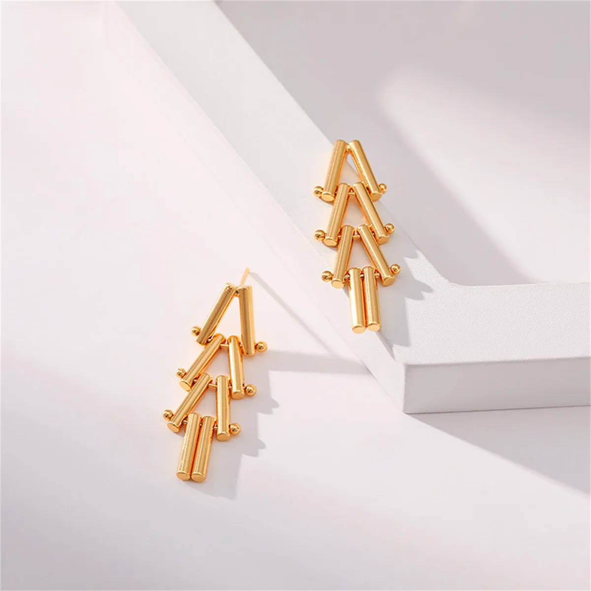 18K Gold-Plated Linked Triangle Drop Earrings