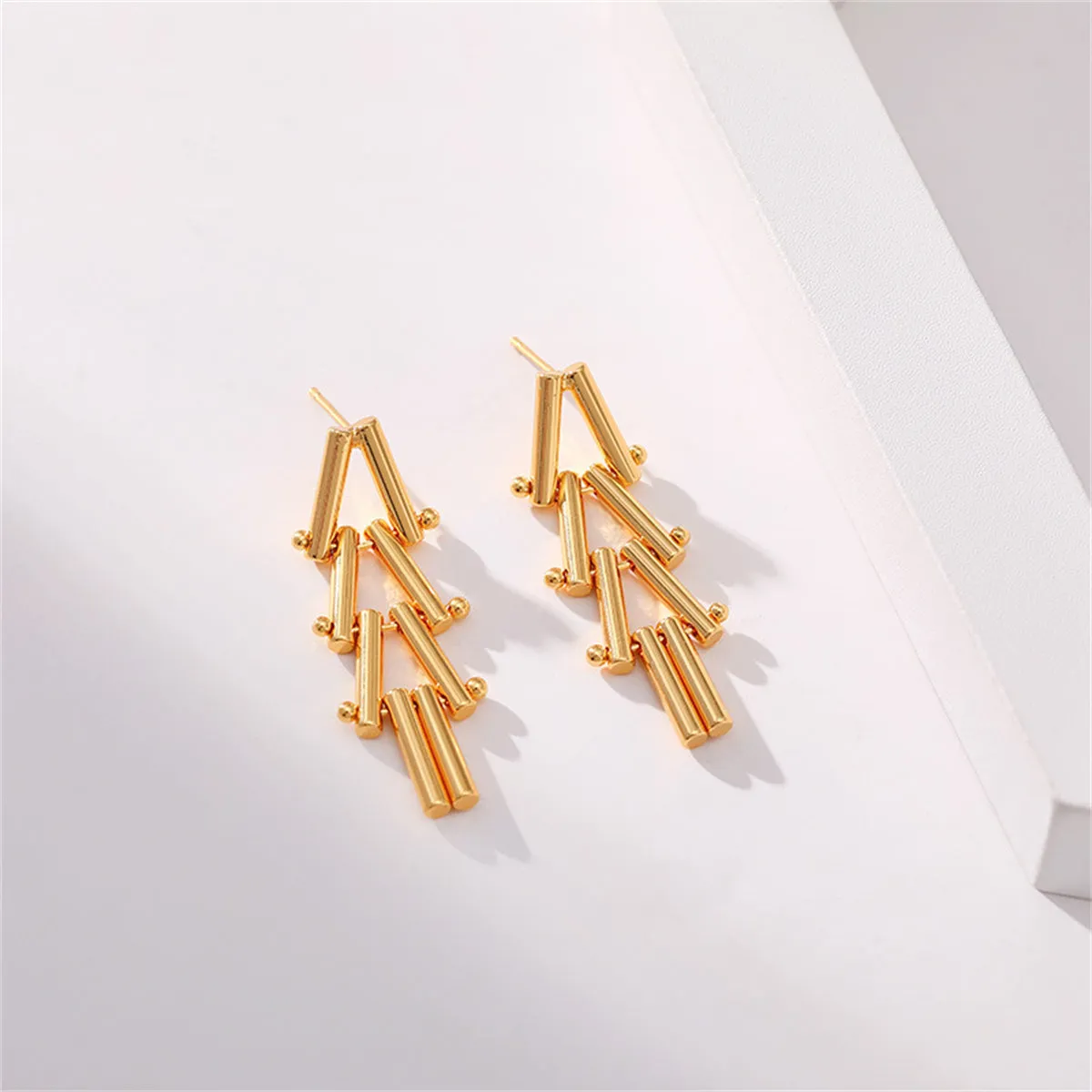 18K Gold-Plated Linked Triangle Drop Earrings