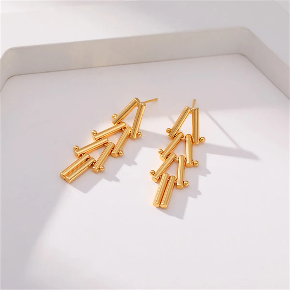 18K Gold-Plated Linked Triangle Drop Earrings