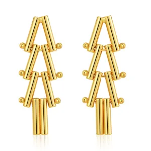 18K Gold-Plated Linked Triangle Drop Earrings