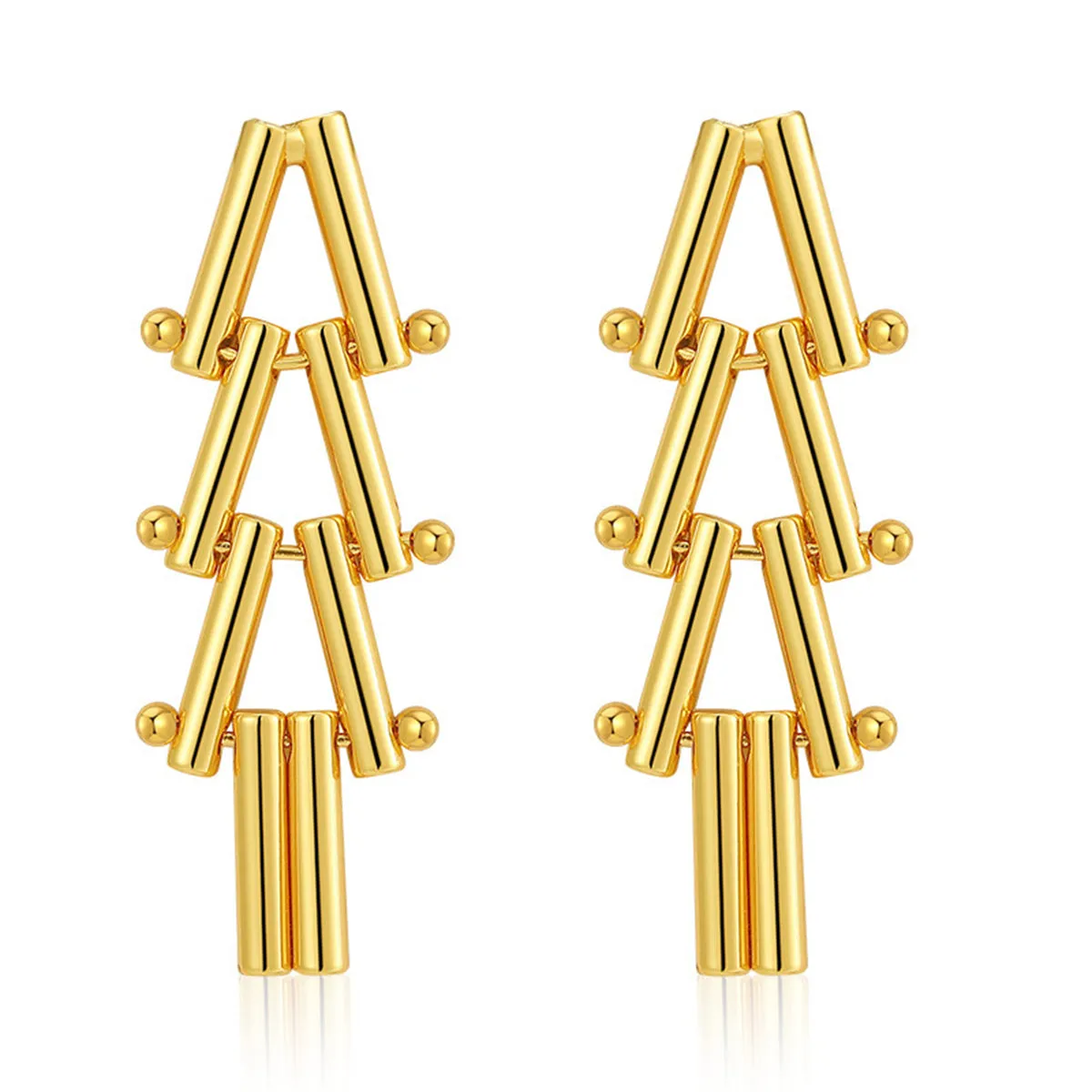 18K Gold-Plated Linked Triangle Drop Earrings
