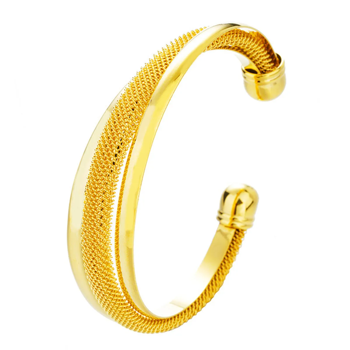 18K Gold-Plated Web Capped Cuff