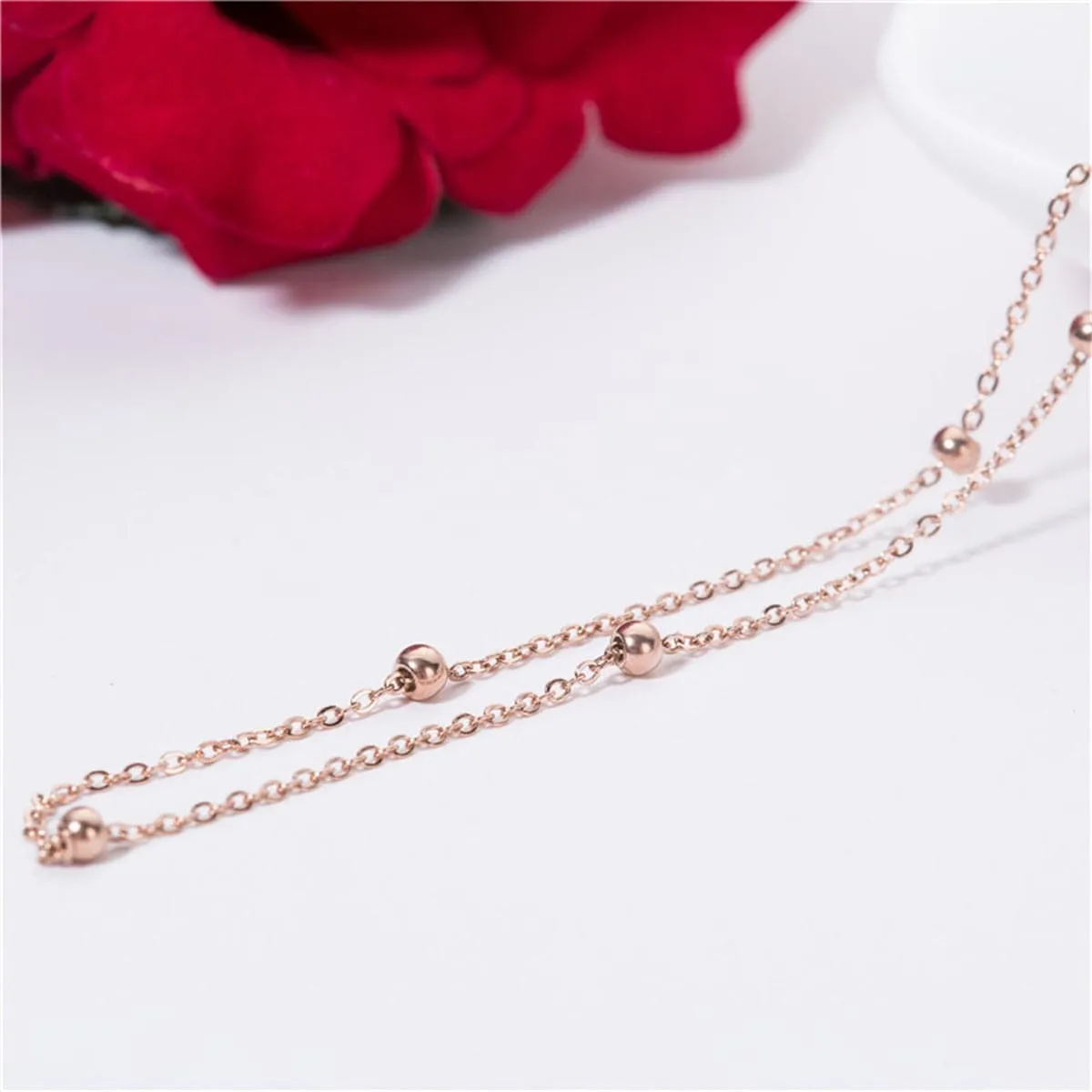 18K Rose Gold-Plated Beaded Station Bracelet