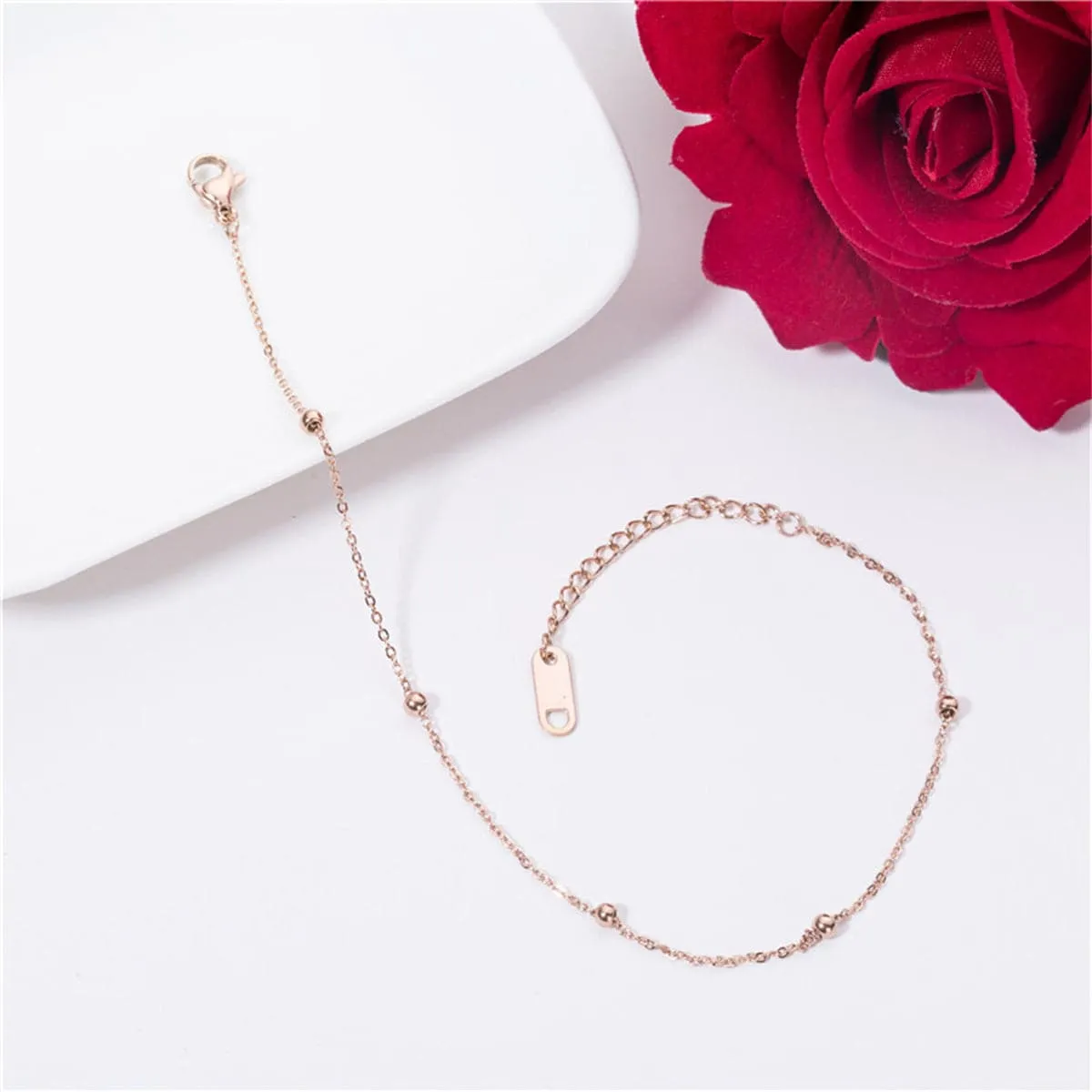 18K Rose Gold-Plated Beaded Station Bracelet
