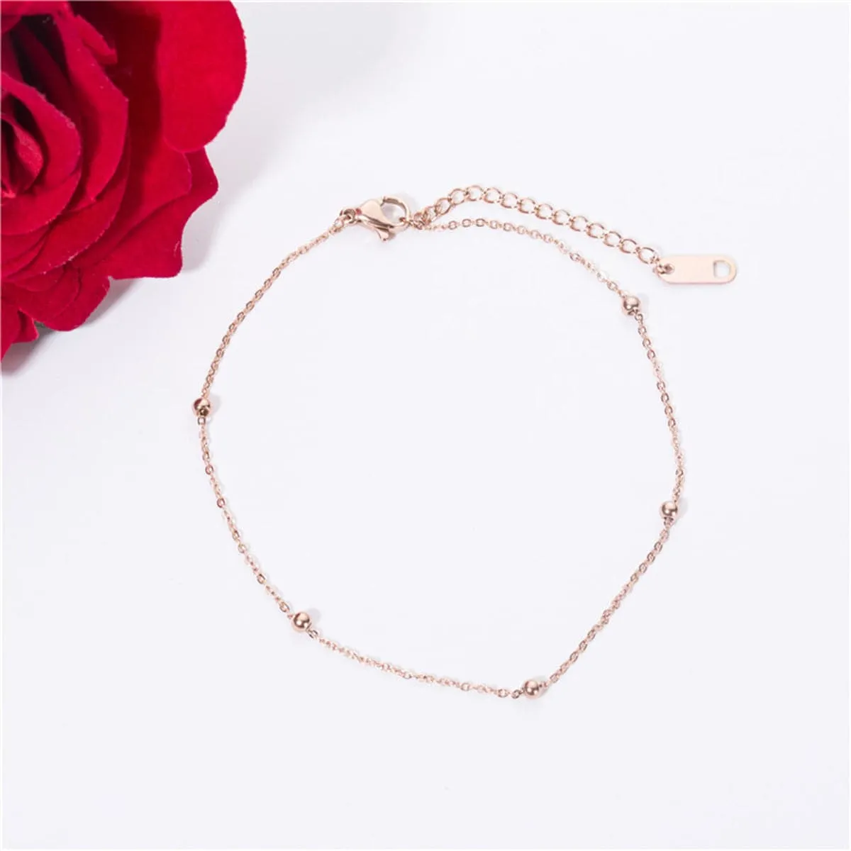 18K Rose Gold-Plated Beaded Station Bracelet