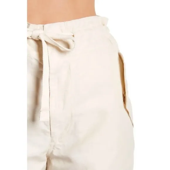 2 Vince Linen Shorts Drawstring Waist Black And Beige Women’s XS
