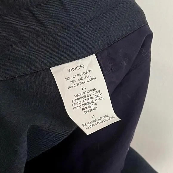 2 Vince Linen Shorts Drawstring Waist Black And Beige Women’s XS