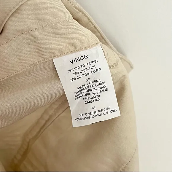 2 Vince Linen Shorts Drawstring Waist Black And Beige Women’s XS