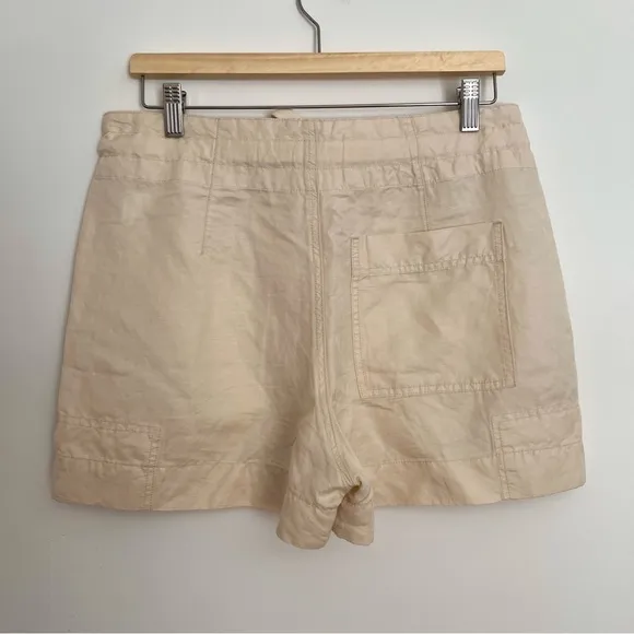 2 Vince Linen Shorts Drawstring Waist Black And Beige Women’s XS