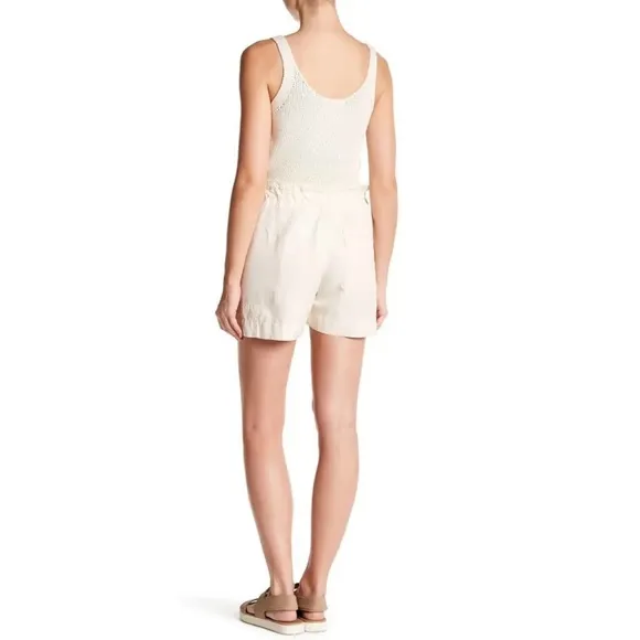 2 Vince Linen Shorts Drawstring Waist Black And Beige Women’s XS