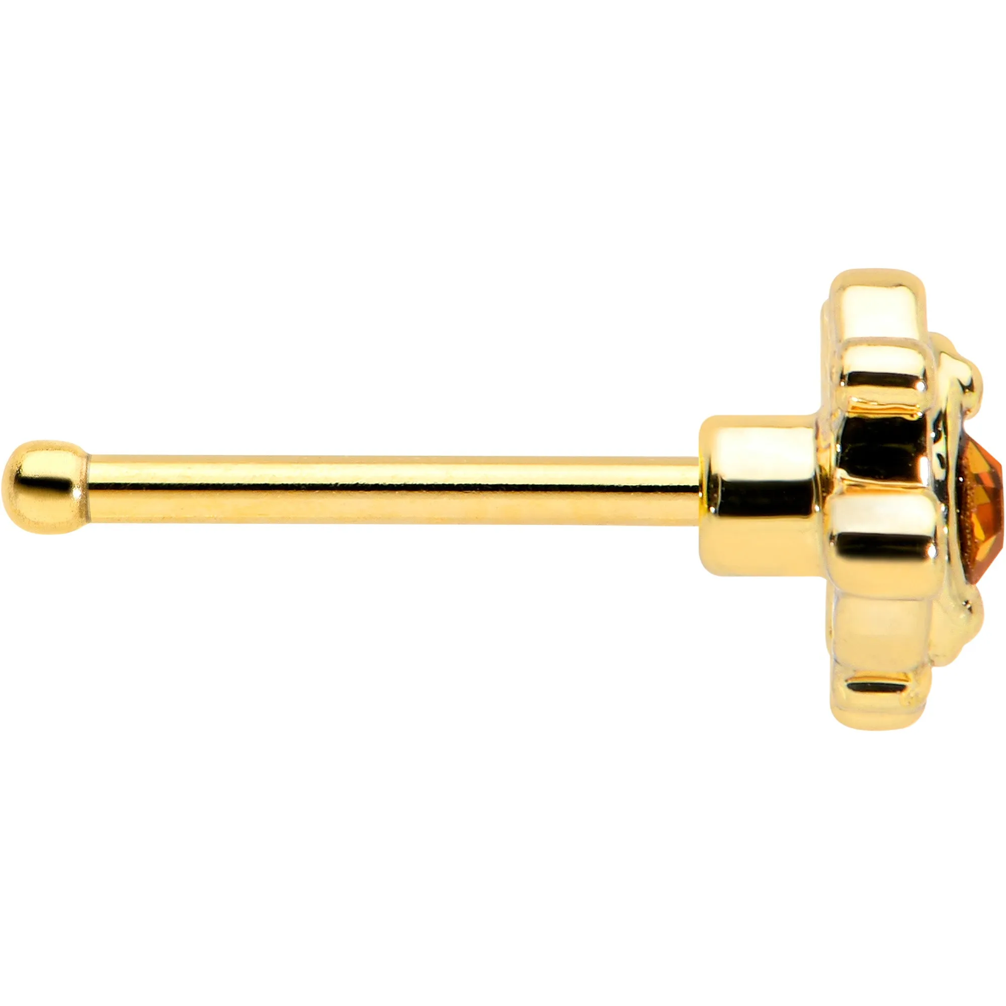 20 Gauge 1/4 Yellow Gem Gold Tone Duet Scroll Nose Bone