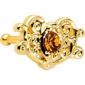 20 Gauge 1/4 Yellow Gem Gold Tone Duet Scroll Nose Bone
