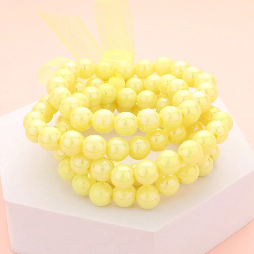 5 Piece Yellow Metallic Layered Bangle Bracelets | Fun Fashion Jewelry |  594377