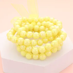 5 Piece Yellow Metallic Layered Bangle Bracelets | Fun Fashion Jewelry |  594377