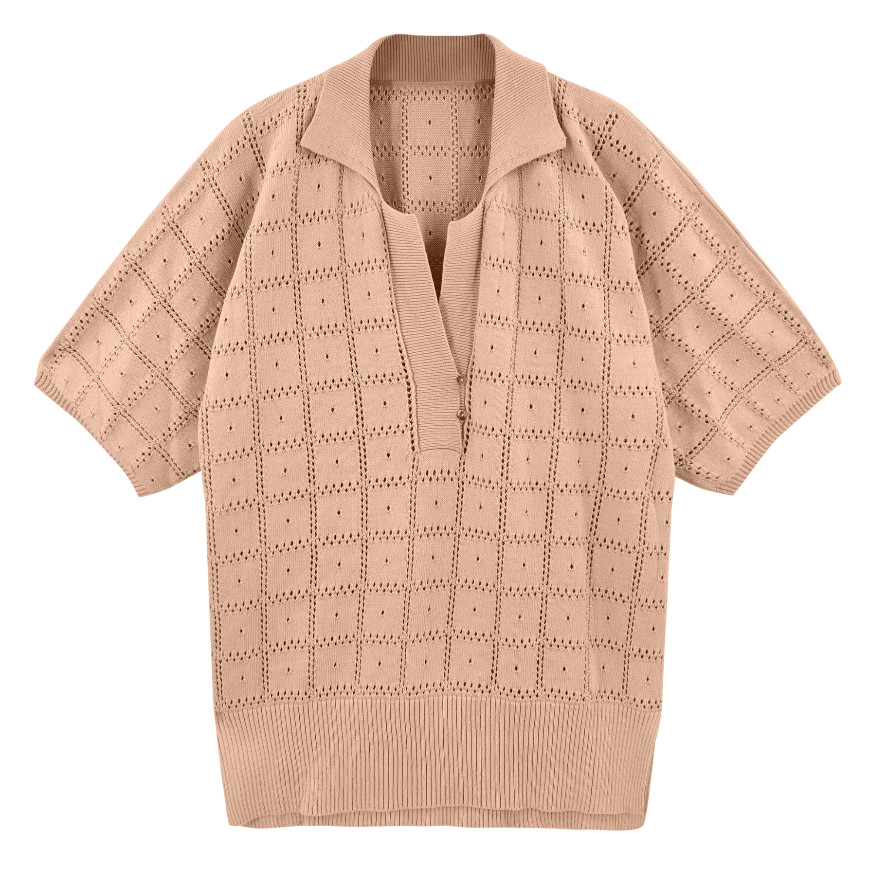 Adelaide Pointelle Knit Top in Mocha