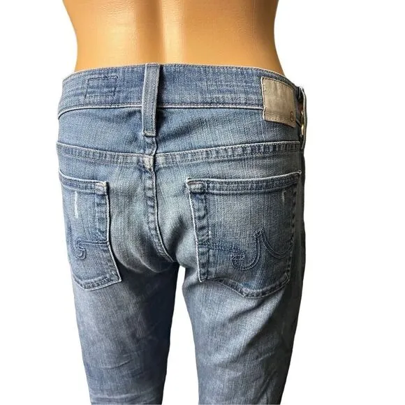 Adriano Goldschmied Women's Blue The Nolan Ankle Distressed Denim Jeans Size 26