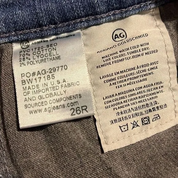 Adriano Goldschmied Women's Blue The Nolan Ankle Distressed Denim Jeans Size 26