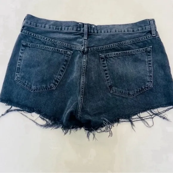 Agolde Parker Black Vintage Button Fly Cut Off Denim Shorts 32