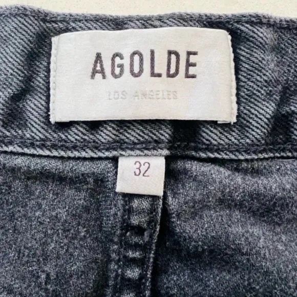 Agolde Parker Black Vintage Button Fly Cut Off Denim Shorts 32