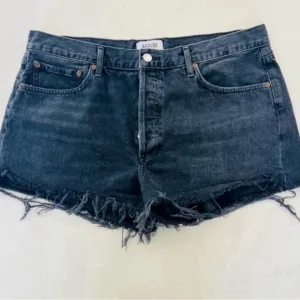 Agolde Parker Black Vintage Button Fly Cut Off Denim Shorts 32