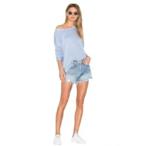 AGOLDE Parker Vintage Denim Jean Cut Off Shorts button fly distressed raw hem