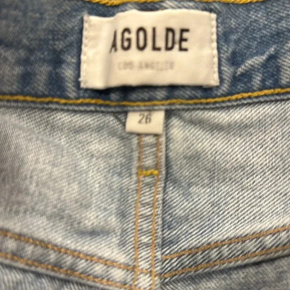 AGOLDE Parker Vintage Denim Jean Cut Off Shorts button fly distressed raw hem