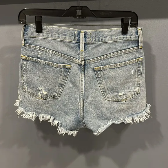AGOLDE Parker Vintage Denim Jean Cut Off Shorts button fly distressed raw hem