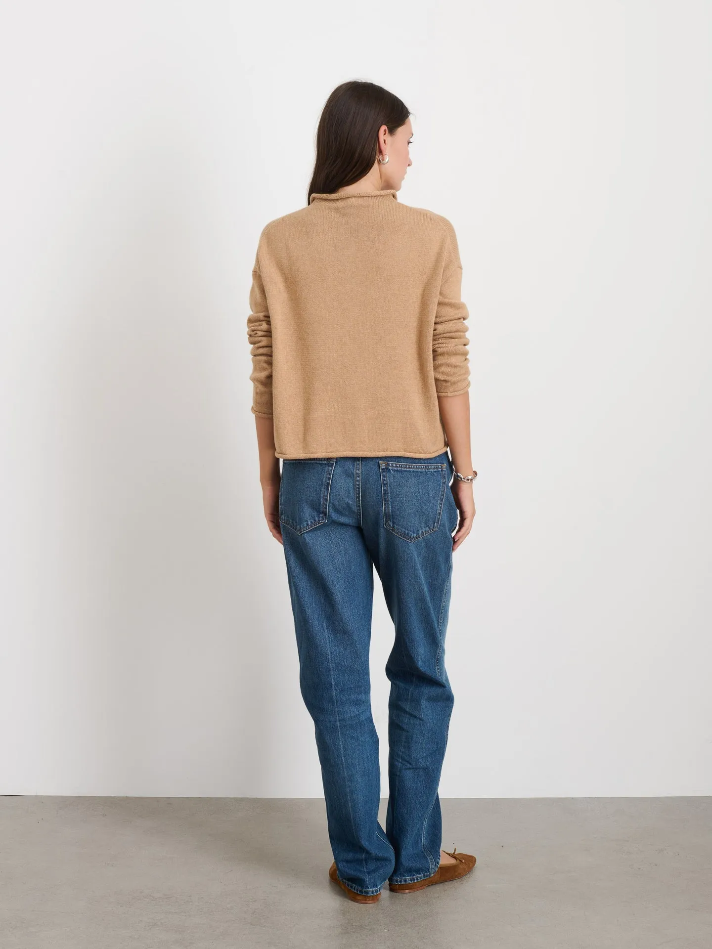 Alex Mill - Taylor Rollneck Cardigan in Cotton Cashmere Camel
