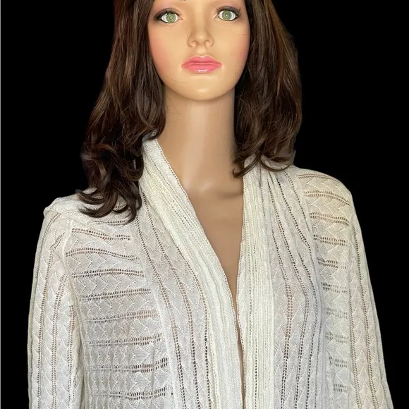 Alice &amp; Olivia -ivory Eyelet KnitDraped Neckline Sweater Sz (?)
