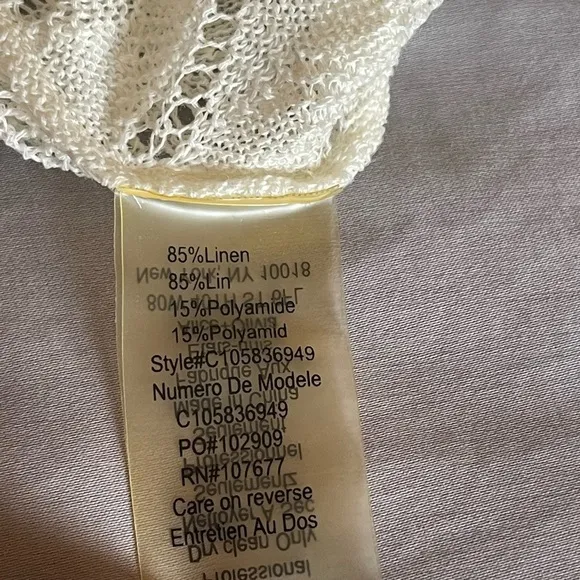 Alice &amp; Olivia -ivory Eyelet KnitDraped Neckline Sweater Sz (?)