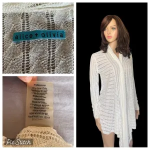 Alice &amp; Olivia -ivory Eyelet KnitDraped Neckline Sweater Sz (?)