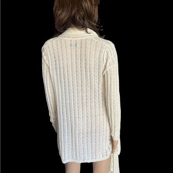 Alice &amp; Olivia -ivory Eyelet KnitDraped Neckline Sweater Sz (?)