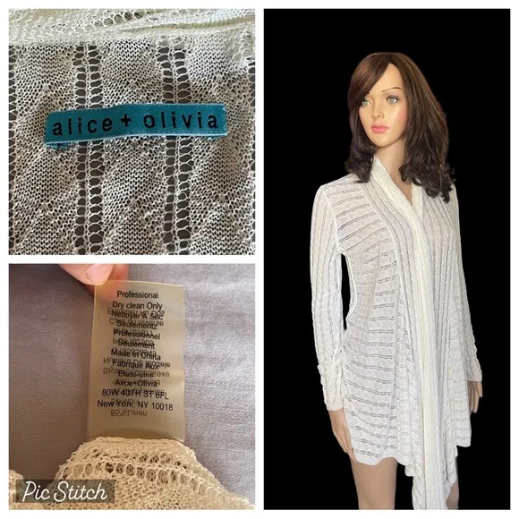 Alice &amp; Olivia -ivory Eyelet KnitDraped Neckline Sweater Sz (?)
