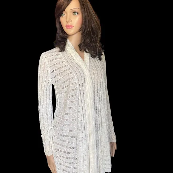 Alice &amp; Olivia -ivory Eyelet KnitDraped Neckline Sweater Sz (?)