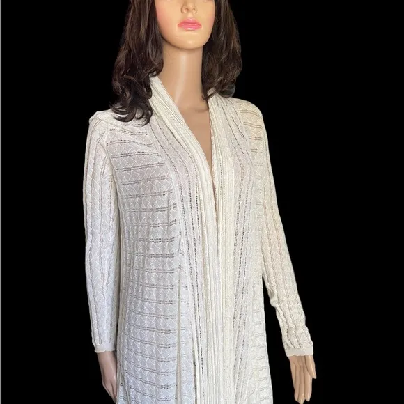 Alice &amp; Olivia -ivory Eyelet KnitDraped Neckline Sweater Sz (?)