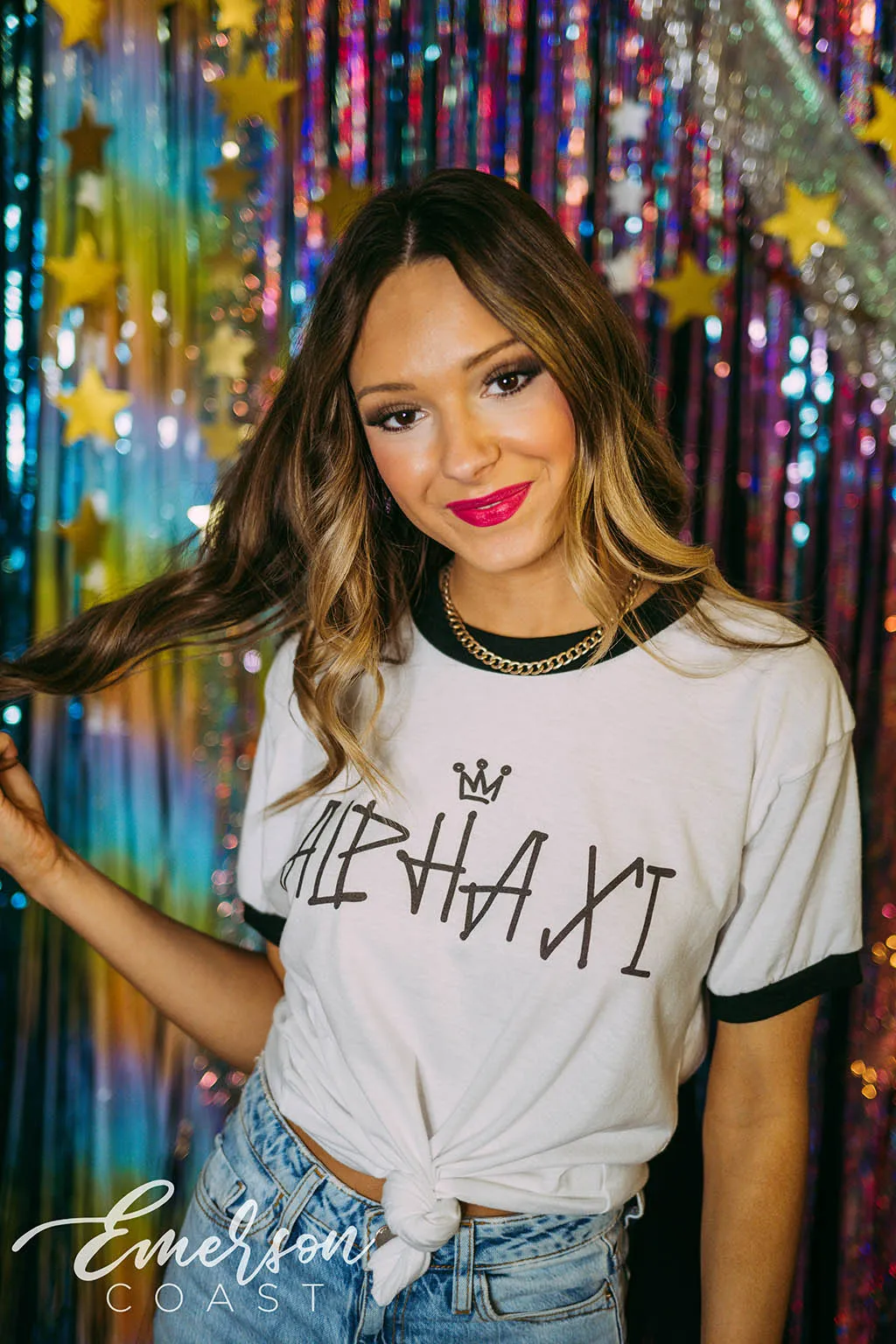 Alpha Xi Delta Crown Ringer Tee