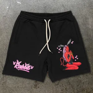 Angel Bunny Print Vintage Street Shorts