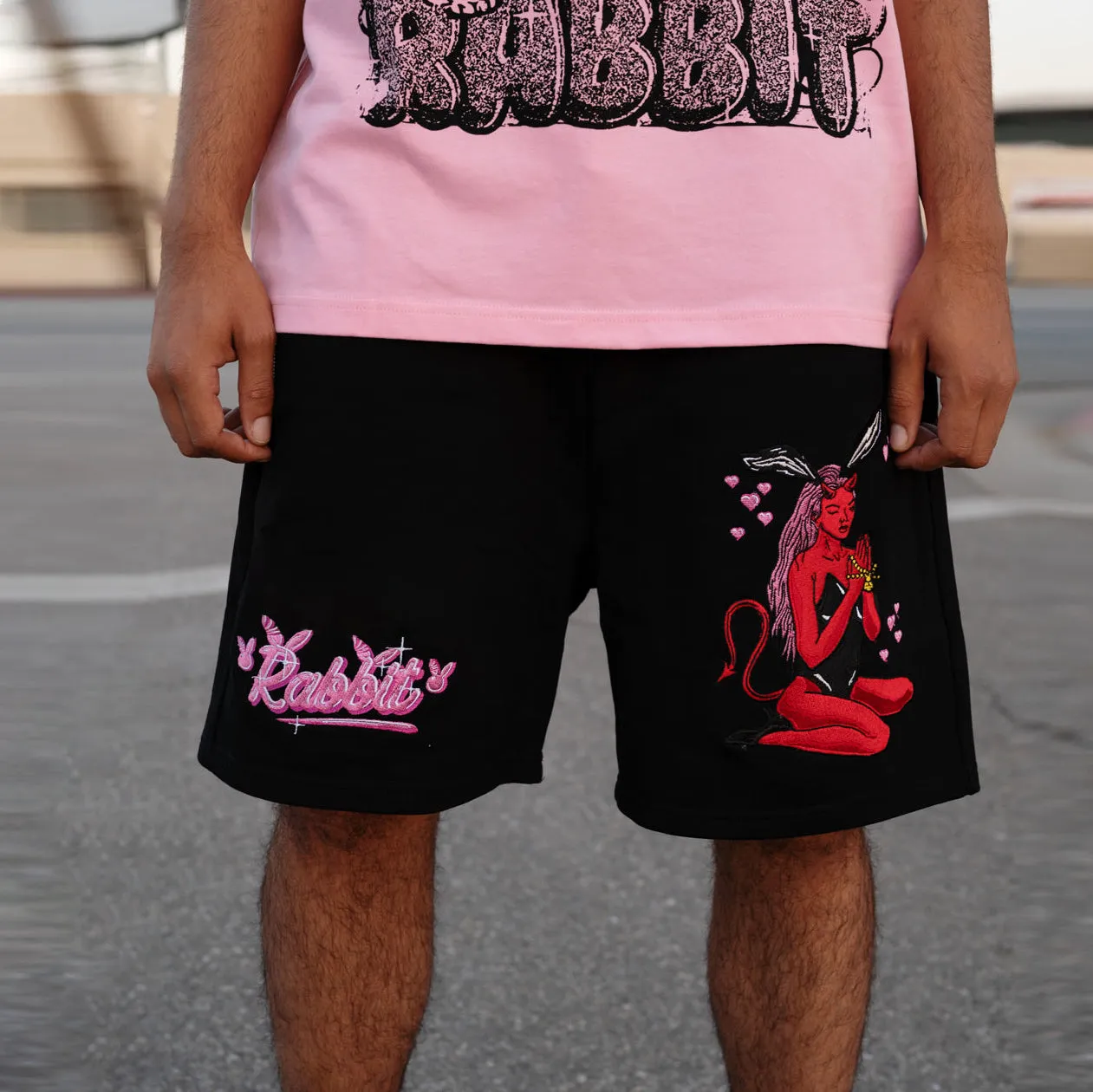 Angel Bunny Print Vintage Street Shorts