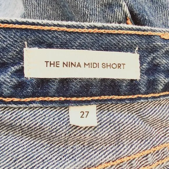 Aritzia Denim Forum Nina Midi Jean Shorts With Raw Hem Denim Women's Size 27