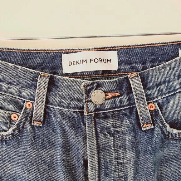 Aritzia Denim Forum Nina Midi Jean Shorts With Raw Hem Denim Women's Size 27