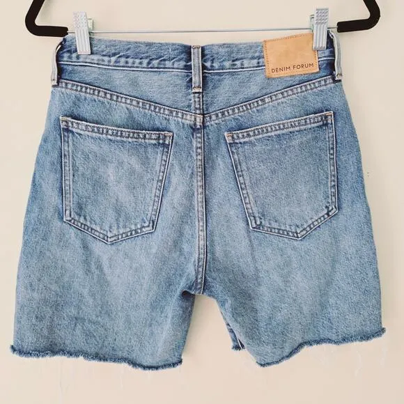 Aritzia Denim Forum Nina Midi Jean Shorts With Raw Hem Denim Women's Size 27