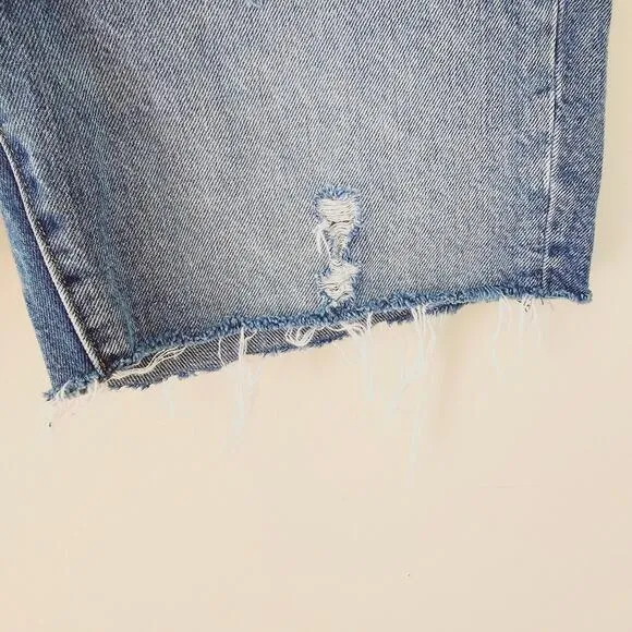 Aritzia Denim Forum Nina Midi Jean Shorts With Raw Hem Denim Women's Size 27