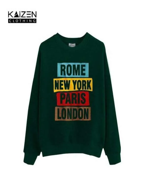 Army Green RNPL printed Sweat Shirt For Women