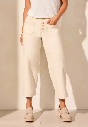 Audrey Wide Leg Crop Jeans in Ecru