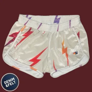 Aviator Nation Women's Bolt Velvet Repeat Lounge Shorts | Ivory | LIKE NEW!!⚡️⚡️